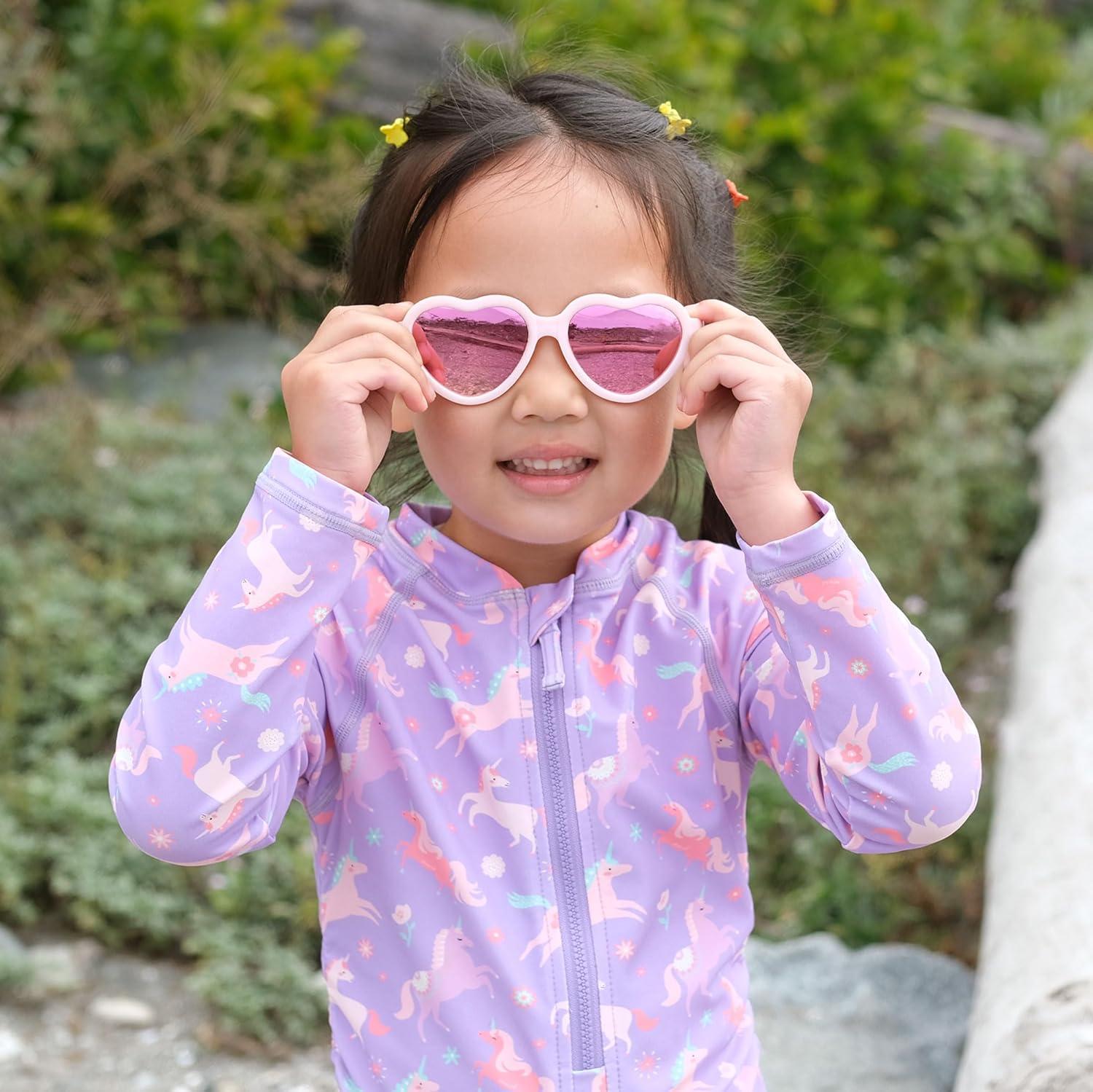image:imageJAN amp JUL Baby Toddler Kids Flexible UV400 Polarized Sunglasses with Strap for Girls BoysSoft Pink Heart Aurora