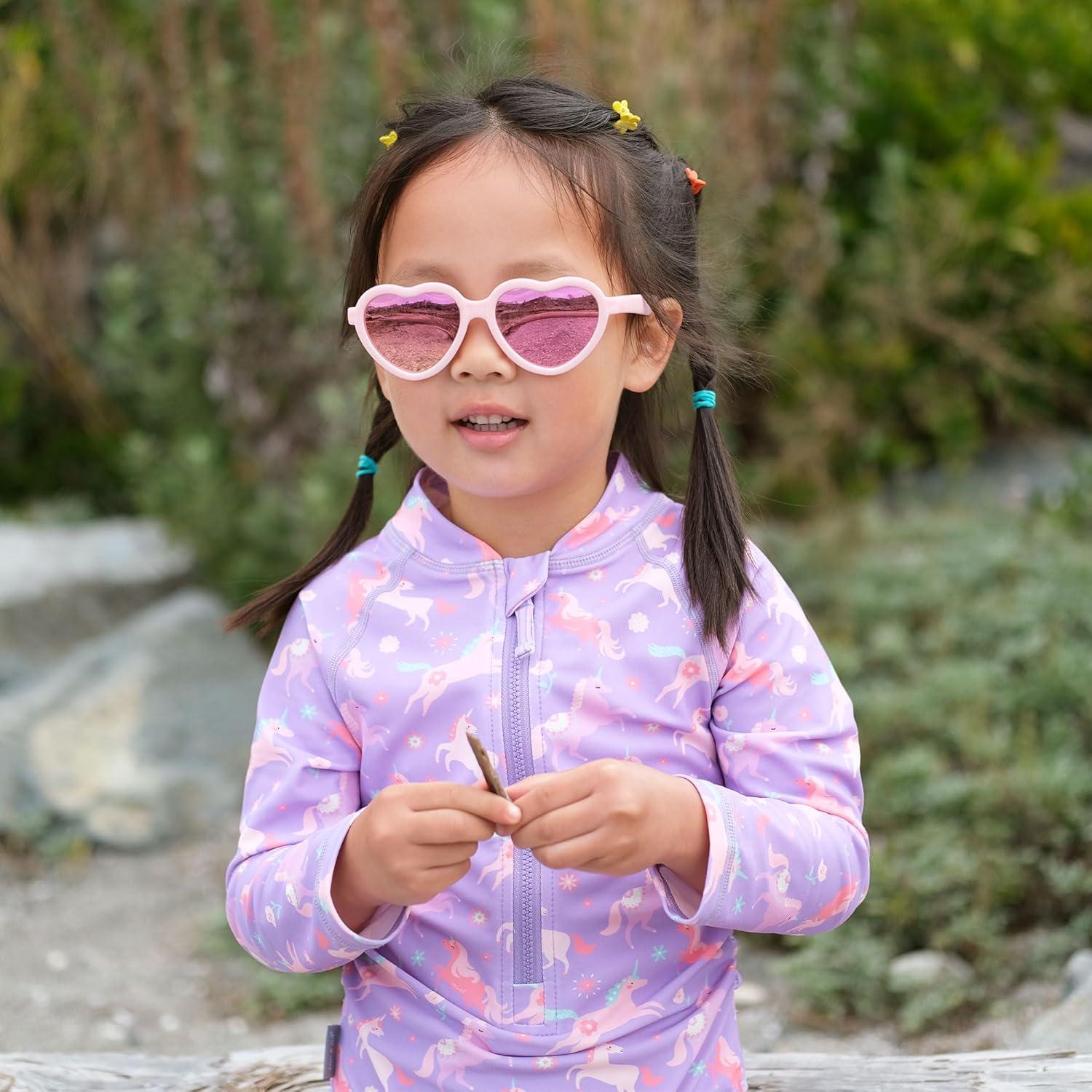 image:imageJAN amp JUL Baby Toddler Kids Flexible UV400 Polarized Sunglasses with Strap for Girls BoysSoft Pink Heart Aurora