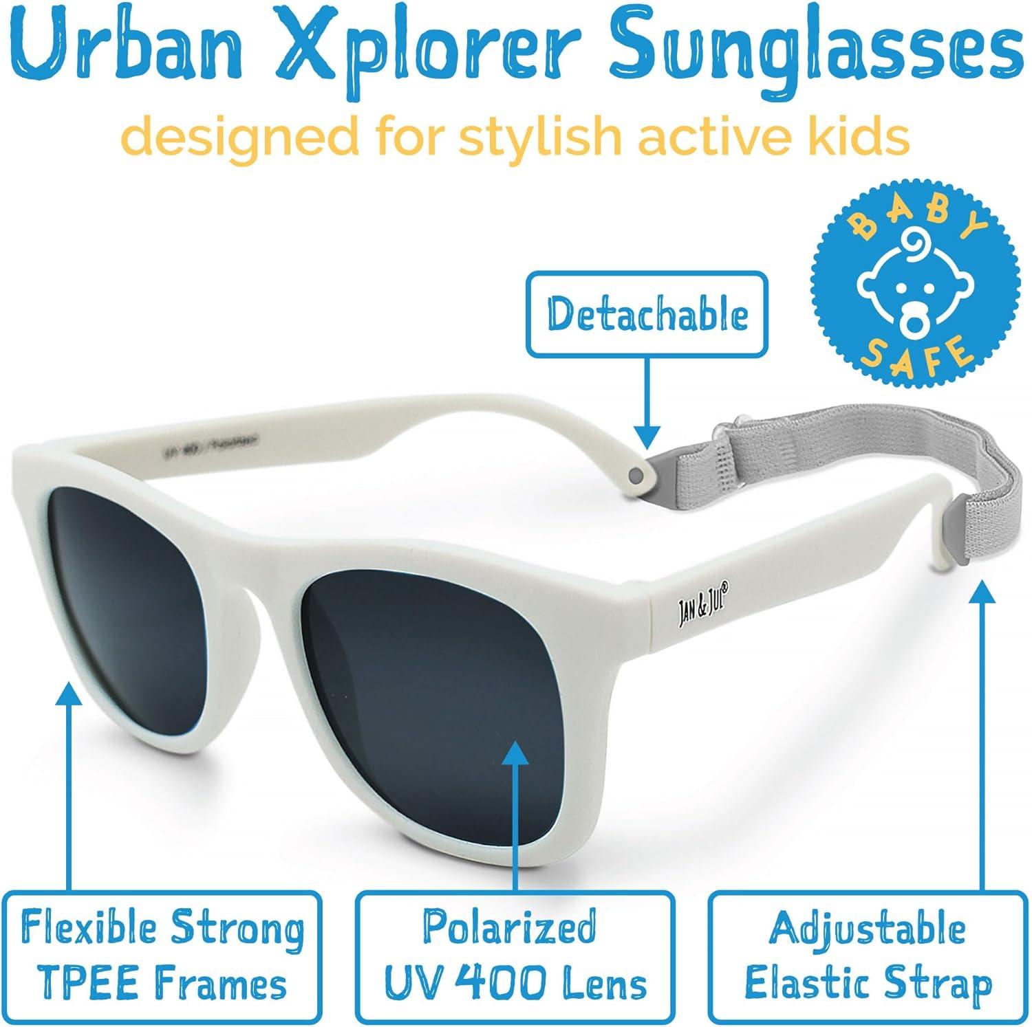 image:imageJAN amp JUL Baby Toddler Kids Flexible UV400 Polarized Sunglasses with Strap for Girls BoysWhite