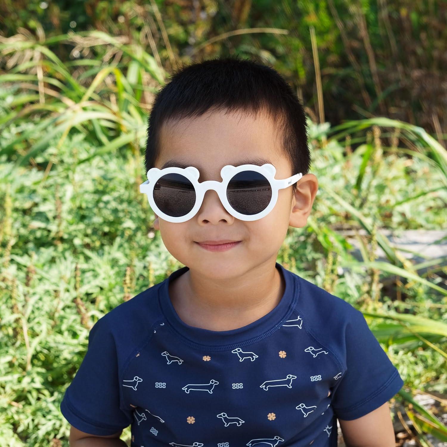image:imageJAN amp JUL Baby Toddler Kids Flexible UV400 Polarized Sunglasses with Strap for Girls BoysWhite Bear