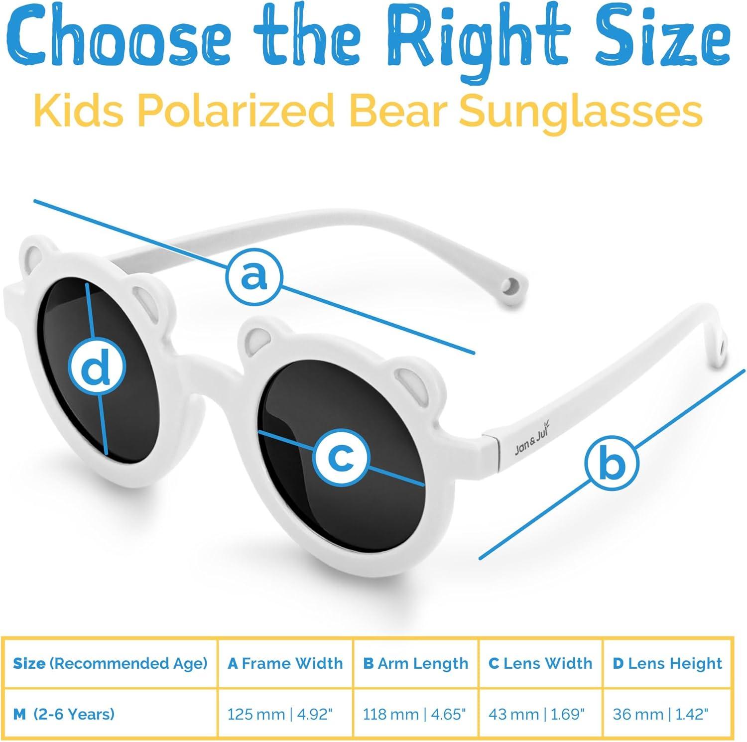 image:imageJAN amp JUL Baby Toddler Kids Flexible UV400 Polarized Sunglasses with Strap for Girls BoysWhite Bear