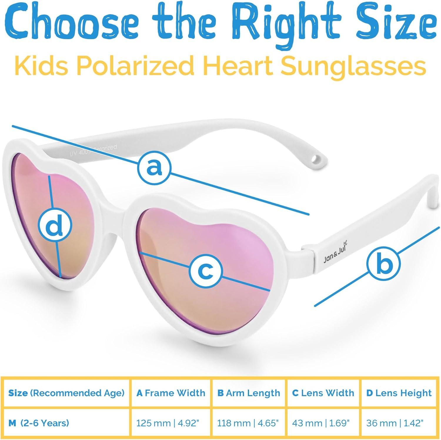 image:imageJAN amp JUL Baby Toddler Kids Flexible UV400 Polarized Sunglasses with Strap for Girls BoysWhite Heart Aurora