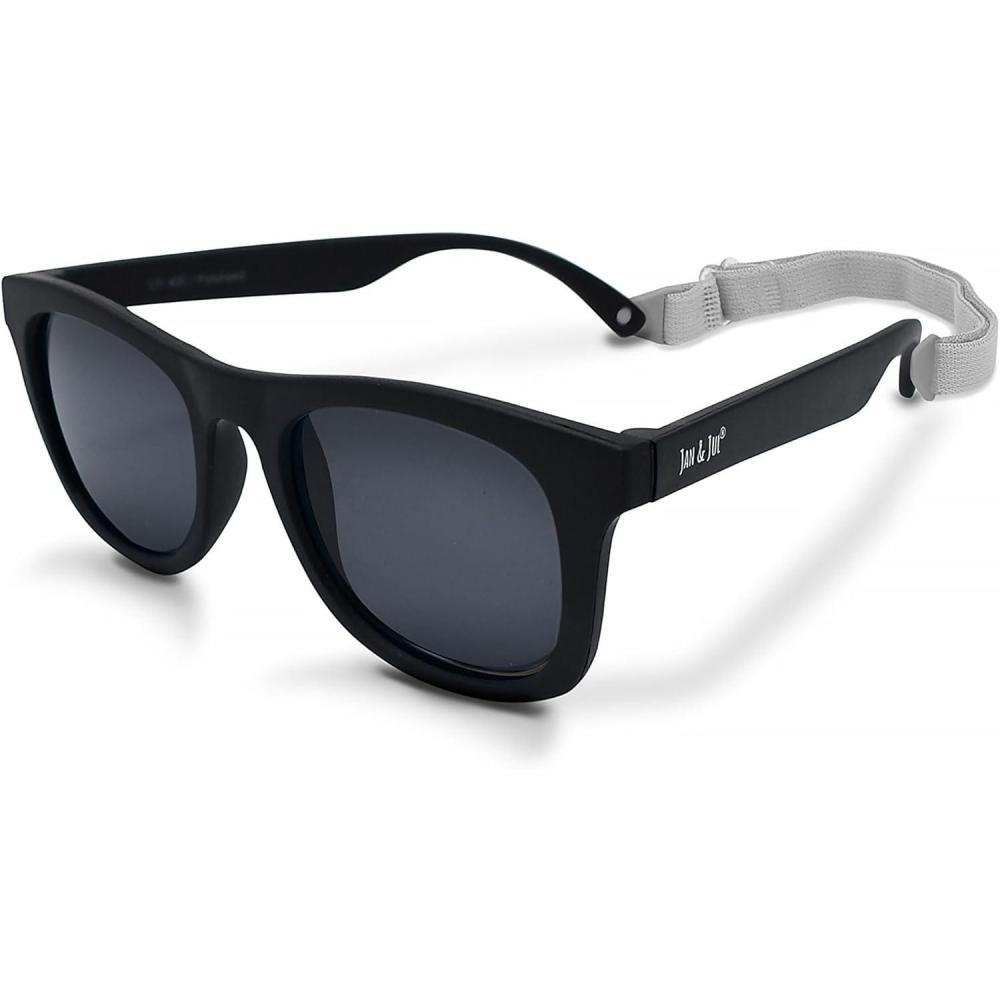 image:imageJAN amp JUL Baby Toddler Kids Flexible UV400 Polarized Sunglasses with Strap for Girls BoysBlack