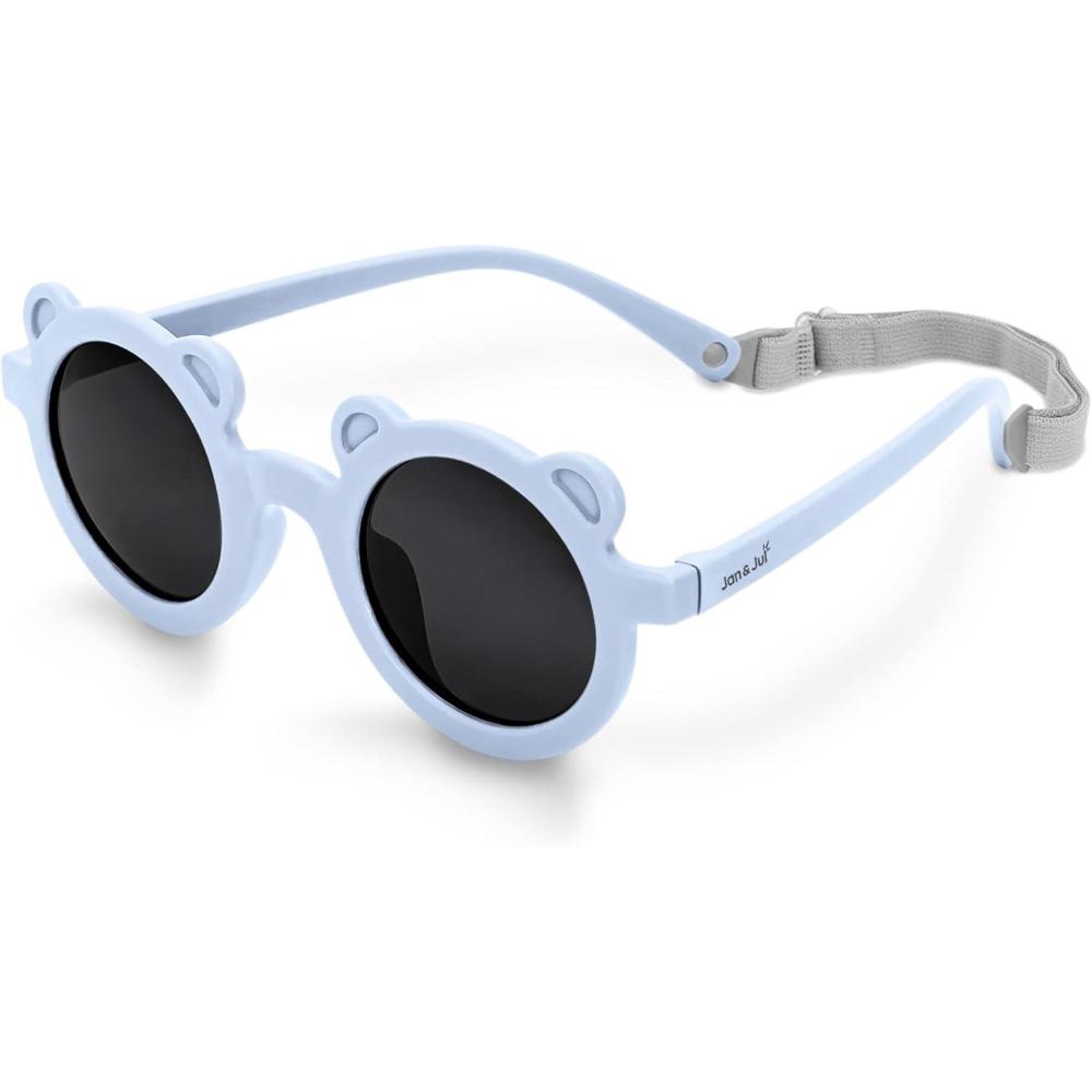 image:imageJAN amp JUL Baby Toddler Kids Flexible UV400 Polarized Sunglasses with Strap for Girls BoysLight Blue Bear