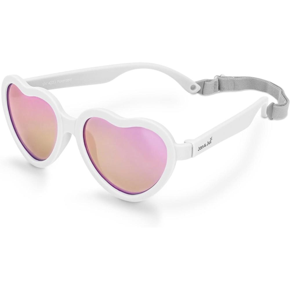 image:imageJAN amp JUL Baby Toddler Kids Flexible UV400 Polarized Sunglasses with Strap for Girls BoysWhite Heart Aurora