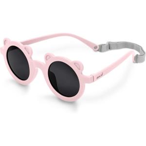 JAN & JUL Baby Toddler Kids’ Flexible UV-400 Polarized Sun-glasses with Strap for Girls Boys(Soft Pink Bear)