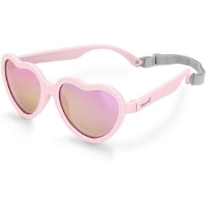 JAN & JUL Baby Toddler Kids’ Flexible UV-400 Polarized Sun-glasses with Strap for Girls Boys(Soft Pink Heart Aurora)