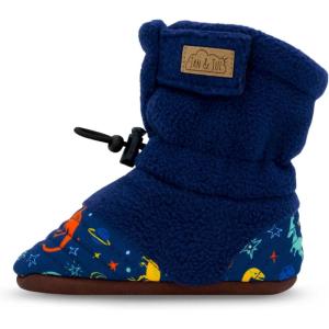 JAN & JUL Fleece Cozy Booties for Babies and Toddlers(Space Dinos)