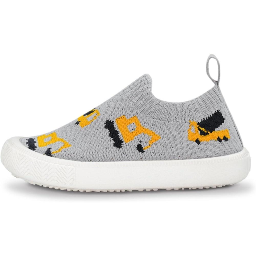 image:imageJAN amp JUL Machine Washable Knit Shoes  Breathable LightWeight Sneakers BabyToddlerLittle KidGraphic Knit Shoes Grey Construction