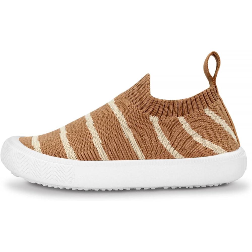image:imageJAN amp JUL Machine Washable Knit Shoes  Breathable LightWeight Sneakers BabyToddlerLittle KidGraphic Knit Shoes Khaki Stripes