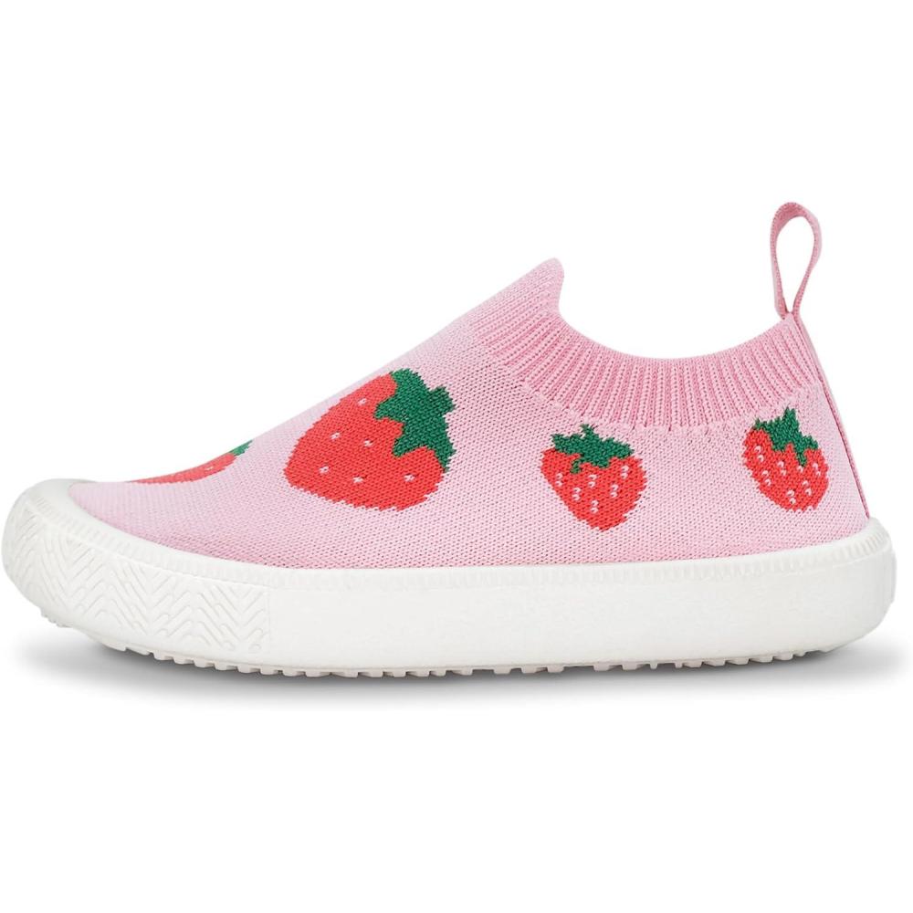 image:imageJAN amp JUL Machine Washable Knit Shoes  Breathable LightWeight Sneakers BabyToddlerLittle KidGraphic Knit Shoes Pink Strawberry