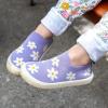 JAN & JUL Machine Washable Knit Shoes | Breathable Light-Weight Sneakers (Baby/Toddler/Little Kid)(Graphic Knit Shoes: Purple Daisy)
