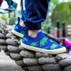 JAN & JUL Machine Washable Knit Shoes | Breathable Light-Weight Sneakers (Baby/Toddler/Little Kid)(Graphic Knit Shoes: Triceratops)