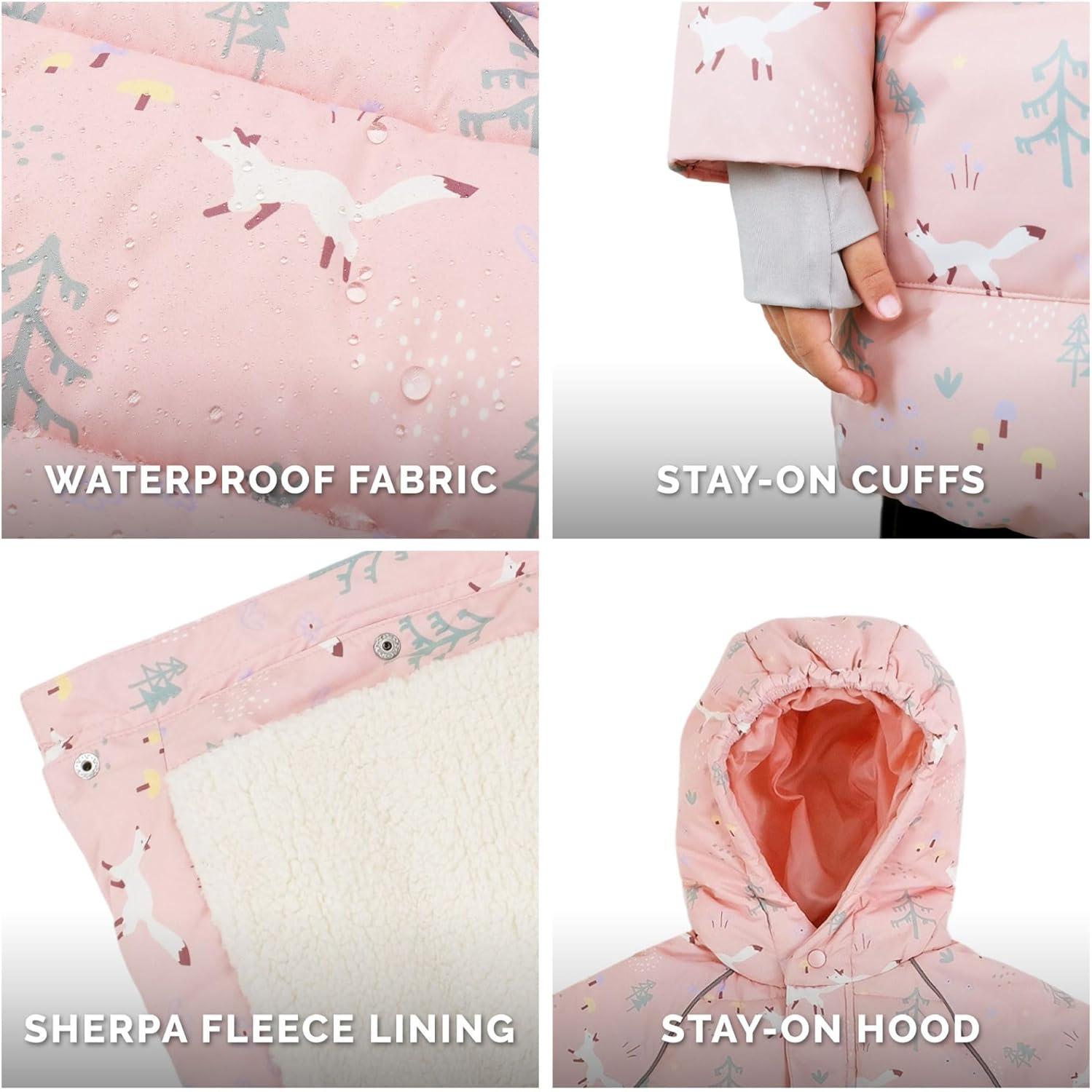 image:imageJAN amp JUL Waterresistant ToastyDry Puffy Coat for Toddlers and KidsWaterproof Pink Forest