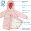 JAN & JUL Water-resistant Toasty-Dry Puffy Coat for Toddlers and Kids(Waterproof: Pink Forest)