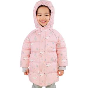 JAN & JUL Water-resistant Toasty-Dry Puffy Coat for Toddlers and Kids(Waterproof: Pink Forest)