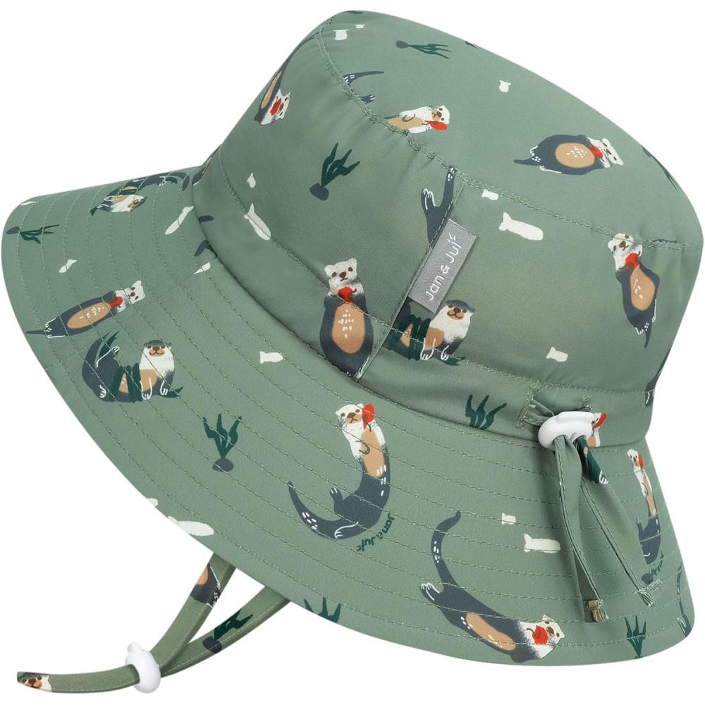 image:imageJAN amp JUL Quick Dry Bucket Hat for Swimming Foldable Summer Beach Hat for Babies S 06 Months Otter Multicolor