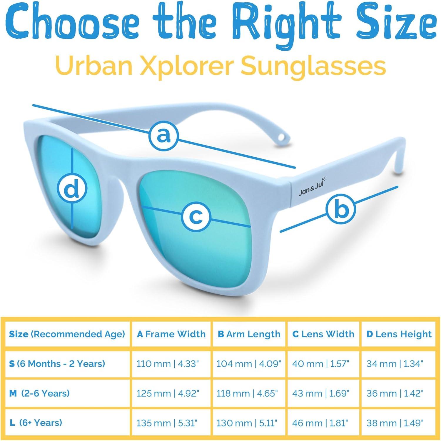 image:imageJAN amp JUL Baby Toddler Kids Flexible UV400 Polarized Sunglasses with Strap for Girls BoysLight Blue Aurora