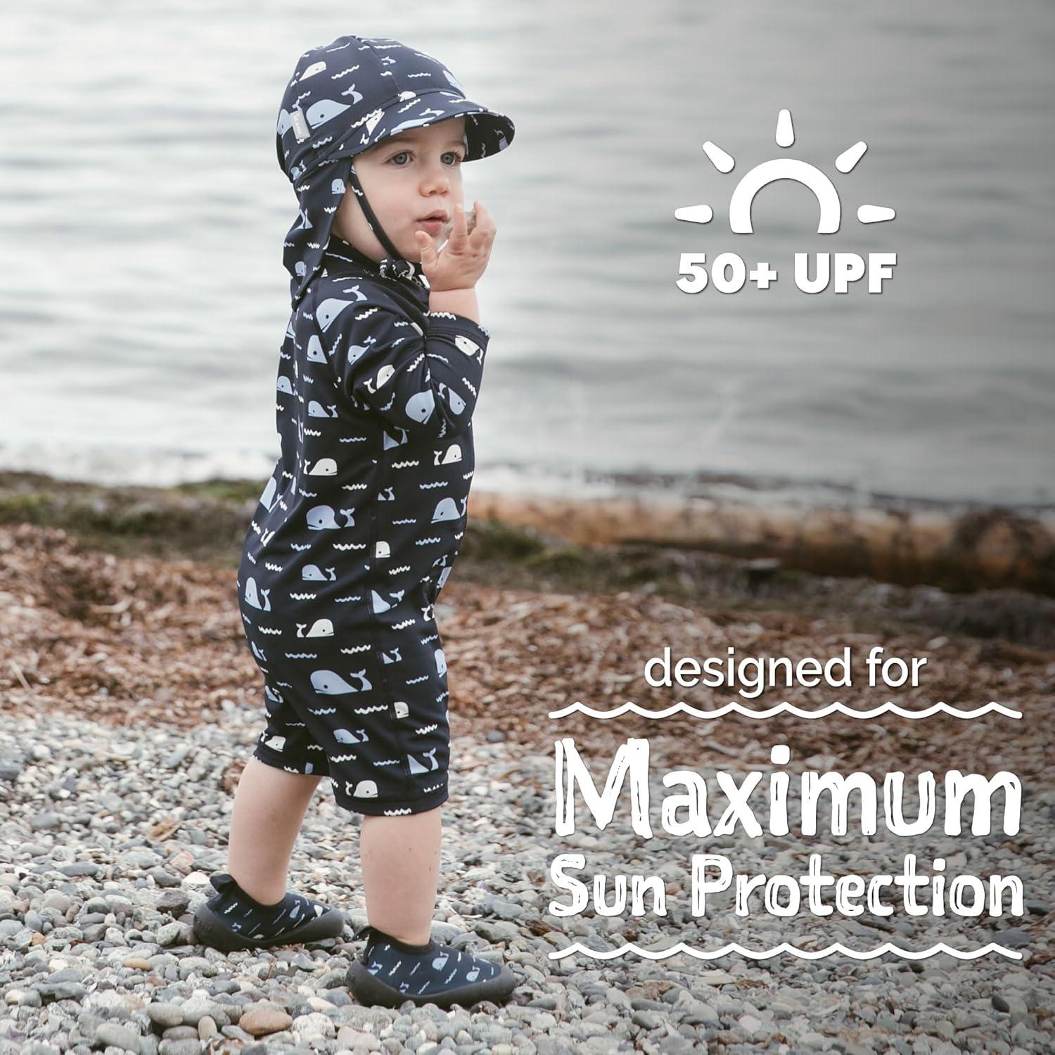 image:imageJAN amp JUL Long Sleeve 1pc UV Jumpsuit Rash Guard Baby ToddlerNavy Whale Tales