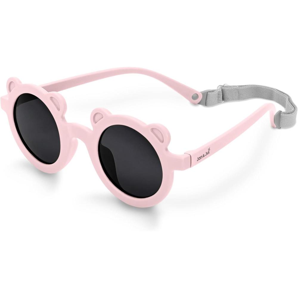 image:imageJAN amp JUL Baby Toddler Kids Flexible UV400 Polarized Sunglasses with Strap for Girls BoysBear Soft Pink