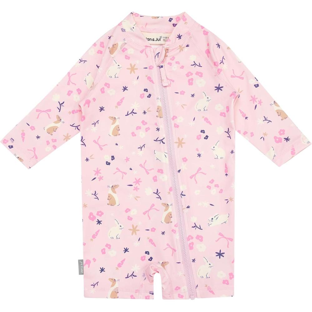 image:imageJAN amp JUL Long Sleeve 1pc UV Jumpsuit Rash Guard Baby ToddlerBunny Flowers