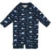 JAN & JUL Long Sleeve 1-pc UV Jumpsuit Rash Guard (Baby, Toddler)(Navy Whale Tales)