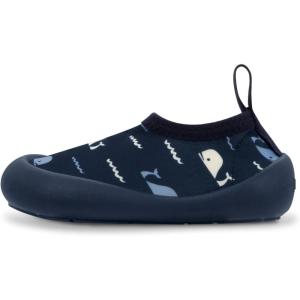 JAN & JUL Quick-Dry Water Shoes for Baby & Toddler with Flexible Soles(Navy Whale Tales)