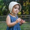 JAN & JUL Baby Bonnet for Girls, Cotton Sun-Hat with Soft Brim(Beige Stripes)