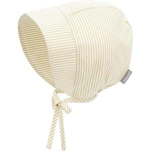 JAN & JUL Baby Bonnet for Girls, Cotton Sun-Hat with Soft Brim(Beige Stripes)