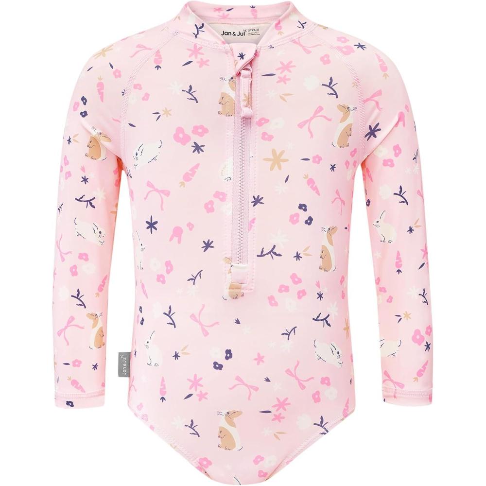 image:imageJAN amp JUL Long Sleeve 1pc Girls UV SwimSuit Rash Guard Baby Toddler KidsBunny Flowers