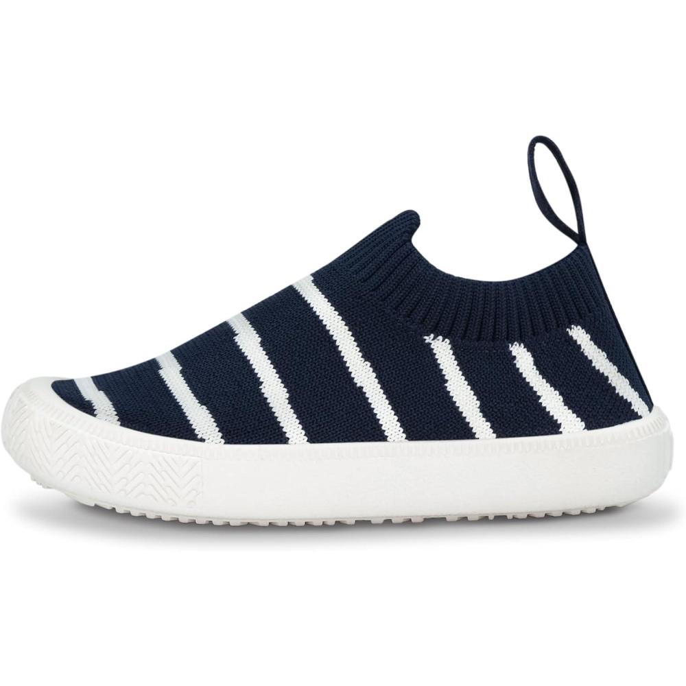 image:imageJAN amp JUL Machine Washable Knit Shoes Breathable LightWeight Sneakers BabyToddlerLittle KidNavy Stripes