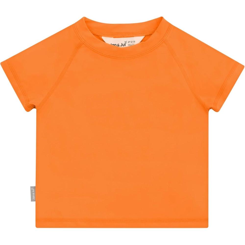 image:imageJAN amp JUL Quick Dry Short Sleeve Rash Guard UPF 50 Beach Swim Shirt for Toddlers and KidsShort Sleeve Bright Orange