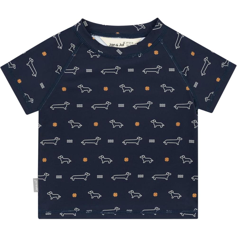 image:imageJAN amp JUL Quick Dry Short Sleeve Rash Guard UPF 50 Beach Swim Shirt for Toddlers and KidsShort Sleeve Navy Dachshund