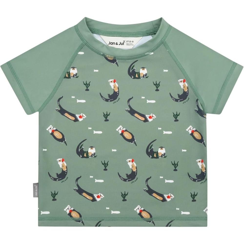 image:imageJAN amp JUL Quick Dry Short Sleeve Rash Guard UPF 50 Beach Swim Shirt for Toddlers and KidsShort Sleeve Otter