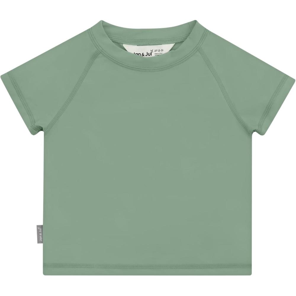 image:imageJAN amp JUL Quick Dry Short Sleeve Rash Guard UPF 50 Beach Swim Shirt for Toddlers and KidsShort Sleeve Sage Green
