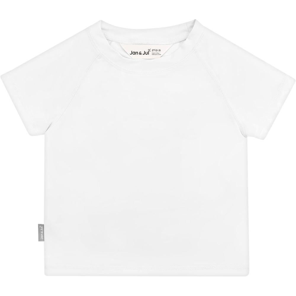 image:imageJAN amp JUL Quick Dry Short Sleeve Rash Guard UPF 50 Beach Swim Shirt for Toddlers and KidsShort Sleeve White