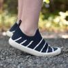 JAN & JUL Machine Washable Knit Shoes | Breathable Light-Weight Sneakers (Baby/Toddler/Little Kid)(Navy Stripes)