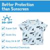 JAN & JUL Quick Dry Short Sleeve Rash Guard, UPF 50 Beach Swim Shirt for Toddlers and Kids(Short Sleeve: Whale Play)