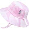 JAN & JUL Girls’ Grow-with-Me Cotton Bucket Sun-Hats for Baby and Kids(Pink Tie-dye)