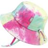JAN & JUL Girls’ Grow-with-Me Cotton Bucket Sun-Hats for Baby and Kids(Watermelon Tie-dye)