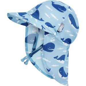 JAN & JUL Baby Sun-Hat with Neck Flap for Swimming(Blue Whale)