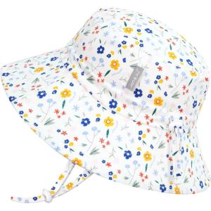 JAN & JUL Girls’ Grow-with-Me Cotton Bucket Sun-Hats for Baby and Kids(Meadow Flowers)