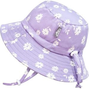 JAN & JUL Girls’ Grow-with-Me Cotton Bucket Sun-Hats for Baby and Kids(Purple Daisy)