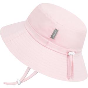JAN & JUL Girls’ Grow-with-Me Cotton Bucket Sun-Hats for Baby and Kids(Soft Pink)