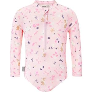 JAN & JUL Long Sleeve 1-pc Girls’ UV Swim-Suit Rash Guard (Baby, Toddler, Kids)(Bunny Flowers)