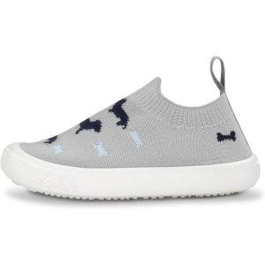 JAN & JUL Machine Washable Knit Shoes | Breathable Light-Weight Sneakers (Baby/Toddler/Little Kid)(Grey Dachshund)