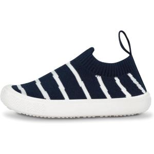 JAN & JUL Machine Washable Knit Shoes | Breathable Light-Weight Sneakers (Baby/Toddler/Little Kid)(Navy Stripes)