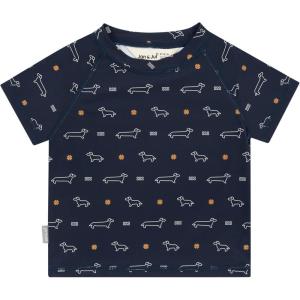 JAN & JUL Quick Dry Short Sleeve Rash Guard, UPF 50 Beach Swim Shirt for Toddlers and Kids(Short Sleeve: Navy Dachshund)