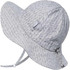 JAN & JUL Breathable Cotton Sun Hat with 50+ UPF Protection for Toddler Boys(Grey Herringbone)