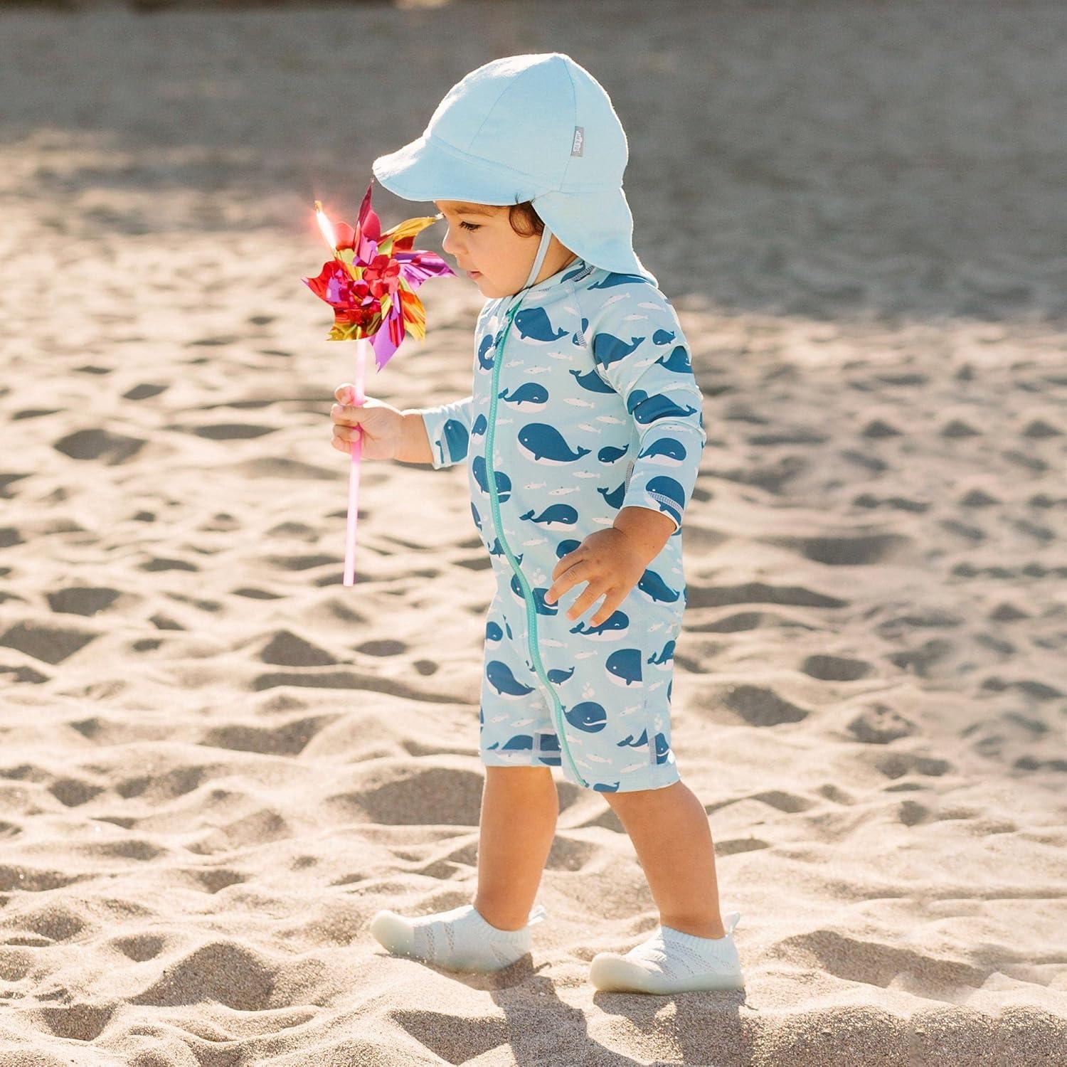 image:imageJAN amp JUL Sun Soft Baby Cap Cotton Neck Flap Hat for LittlesBaby Blue